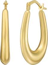 Load image into Gallery viewer, 14k Yellow Gold 20mm Graduated Oval Hoop Earrings