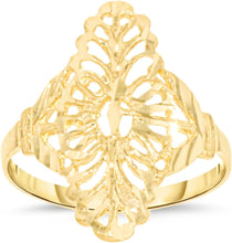 Load image into Gallery viewer, 10k Yellow Gold 21mm Oval Leaf Openwork Filigree Ring