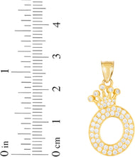 Load image into Gallery viewer, 10k Yellow Gold 0.8" Pave CZ Personalized Crown Alphabet Letter A - Z Initial Charm Pendant with optional Chain Necklace