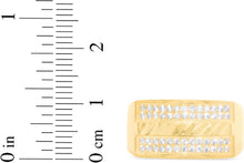Load image into Gallery viewer, 10k Yellow Gold 10.9mm Pave CZ Rectangle Signet with Diamond Cut Strip Ring, Sizes 4-13