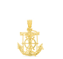 Load image into Gallery viewer, 10k Yellow Gold Jesus Christ Diamond Cut Crucifix Anchor Religious Pendant