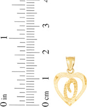 Load image into Gallery viewer, 10k Yellow Gold 0.5" Personalized Alphabet Letter A - Z Initial Heart Pendant with optional Extendable Cable Chain Necklace