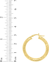 Load image into Gallery viewer, 10k Yellow Gold 4mm Diamond Cut Round Tube Hoop Earrings