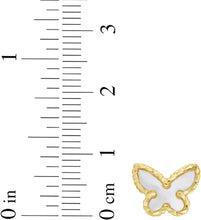 Load image into Gallery viewer, 14k Yellow Gold 8mm Turquoise, Malachite or Mother of Pearl Butterfly Studs Gemstone Earrings