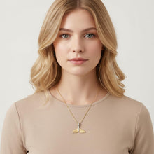 Load image into Gallery viewer, Floreo 10K Two-Tone Gold 12.5mm Whale Tail Charm Pendant Necklace