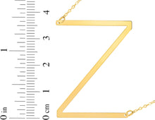 Load image into Gallery viewer, 14k Yellow Gold 1.5" Extra Large Angled Alphabet Letter A - Z Initial Charm Pendant with Chain Necklace