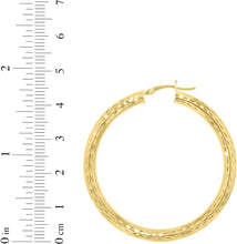 Load image into Gallery viewer, 10k Yellow Gold 4mm Diamond Cut Round Tube Hoop Earrings
