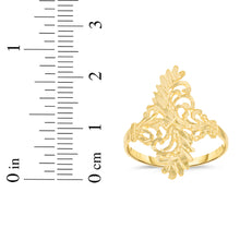 Load image into Gallery viewer, 10k Yellow Gold 22.3mm Double Leaf Openwork Filigree Ring