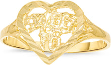 Load image into Gallery viewer, 10k Yellow Gold 10.5mm Sweet 16 Openwork Heart Filigree Ring