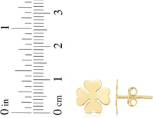 Load image into Gallery viewer, 14k Yellow Gold 10mm High Polish 4-Leaf Clover Stud Earrings