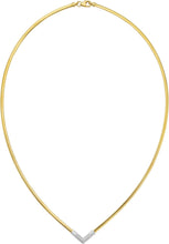 Load image into Gallery viewer, Italian .09cttw Diamond 14k Two-Tone Gold 2.3mm Omega Chevron Necklace, 18 Inch