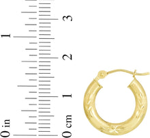 Load image into Gallery viewer, 14k Yellow Gold 3mm Diamond Cut & Polished Tube Hoop Earrings