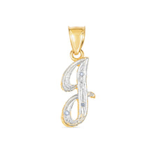 Load image into Gallery viewer, 10k Yellow Gold and White Gold Two-Tone 21.5mm Cursive Personalized Alphabet A-Z Initial Pendant with Optional 1.1mm Solid Cable Chain, 18 Inch