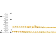 Load image into Gallery viewer, 10k Yellow Gold 2.25mm Solid Rope Chain Diamond Cut Bracelet or Anklet