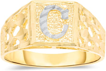 Load image into Gallery viewer, 10k Yellow Gold Two-Tone 8mm Square A-Z Initial Letter Ring