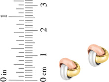 Load image into Gallery viewer, 14k Yellow Gold and White Gold and Rose Gold 9mm Medium Polished Love Knot Stud Earrings