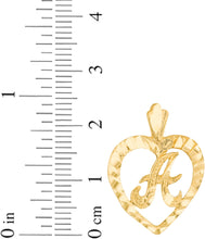 Load image into Gallery viewer, 10k Yellow Gold 0.7" Personalized Alphabet Letter A - Z Initial Heart Pendant with optional Extendable Cable Chain Necklace
