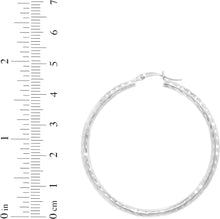 Load image into Gallery viewer, 10k White Gold 3mm Diamond Cut Round Tube Hoop Earrings