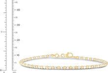 Load image into Gallery viewer, 14k Two-Tone Gold 2mm Alternating Yellow and White Gold Bead Link Bracelet, 7 Inch