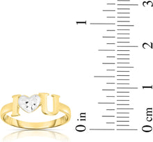 Load image into Gallery viewer, 10k Yellow Gold Two-Tone I Love You Heart Women's Ring