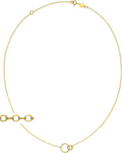 Load image into Gallery viewer, Italian 14k Yellow Gold 10.4mm Interlocking Circles Charm Pendant Adjustable Chain Necklace, 16 Inch-18"