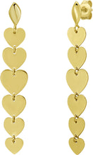 Load image into Gallery viewer, 14k Yellow Gold 49.3mm x 9mm Hearts Dangle Stud Earrings