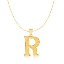 Load image into Gallery viewer, 10k Yellow Gold 1 Inch Extra Large Textured Letter Pendant A-Z Alphabet Pendant with Optional Rope Chain Necklace
