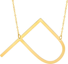 Load image into Gallery viewer, 14k Yellow Gold 1.5" Extra Large Angled Alphabet Letter A - Z Initial Charm Pendant with Chain Necklace