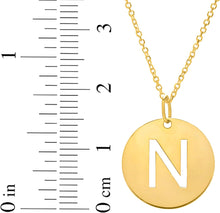 Load image into Gallery viewer, 14k Yellow Gold 0.6" Disc Alphabet Letter A - Z Initial Charm Pendant with Extendable Adjustable Chain Necklace