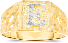 Load image into Gallery viewer, 10k Yellow Gold Two-Tone 8mm Square A-Z Initial Letter Ring