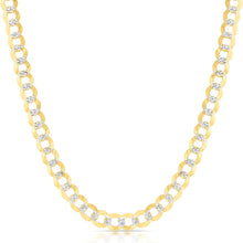 Load image into Gallery viewer, 14k Yellow Gold and White Gold 10mm Solid Two-Tone Pave Curb Cuban Chain Necklace