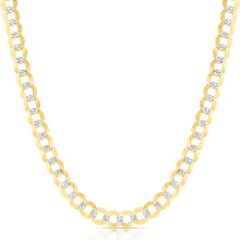 Load image into Gallery viewer, 14k Yellow Gold and White Gold 12.2mm Solid Two-Tone Pave Curb Cuban Chain Necklace
