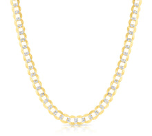 Load image into Gallery viewer, 10k Yellow Gold and White Gold 9.2mm Lite Two-Tone Curb Cuban Chain Necklace