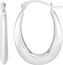 Load image into Gallery viewer, 10k Yellow Gold or White Gold 17mm Light Oval Hoop Earrings