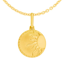 Load image into Gallery viewer, 14k Yellow Gold 22mm Polished Sun Token with Optional Chain Pendant Charm