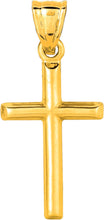 Load image into Gallery viewer, 14k Yellow Gold or White Gold 0.8" Classic Cross Charm Pendant with optional Adjustable Chain Necklace