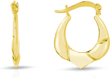Load image into Gallery viewer, 10k Yellow Gold 17.4mm Point Edge Hoop Earrings