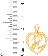 Load image into Gallery viewer, 10k Yellow Gold 0.7" Personalized Alphabet Letter A - Z Initial Heart Pendant with optional Extendable Cable Chain Necklace