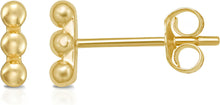 Load image into Gallery viewer, 14k Yellow Gold 5.7mm Beaded Bar Stud Earrings