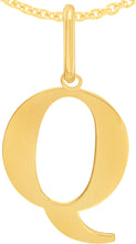 Load image into Gallery viewer, 14k Yellow Gold 0.9" Alphabet Letter A - Z Initial Charm Pendant with optional Extendable Adjustable Chain Necklace