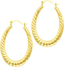 Load image into Gallery viewer, 14k Yellow Gold 20mm Graduated Oval Twist Back to Back Hoop Earrings