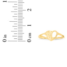 Load image into Gallery viewer, 10k Yellow Gold 7mm Thin Half Open Nugget Heart Filigree Ring