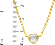 Load image into Gallery viewer, Floreo 14k Yellow Gold Paperclip Chain Heart Gemstone Necklace 18 Inch