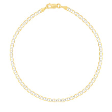 Load image into Gallery viewer, 10k Yellow Gold and White Gold 2.5mm Two-Tone Solid Mariner Link Chain Bracelet or Anklet