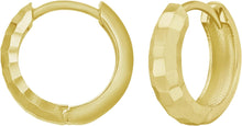 Load image into Gallery viewer, 14k Yellow Gold 11mm Checkerboard Patterned Huggie Hoop Earrings