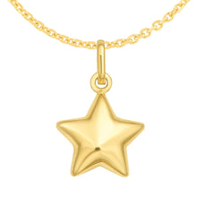 Load image into Gallery viewer, 14k Yellow Gold 17.8mm Polished Small Puff Star with Optional Chain Pendant Charm
