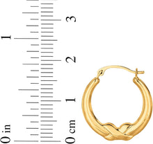 Load image into Gallery viewer, 10k Yellow Gold 19mm Polished X Hoop Earrings