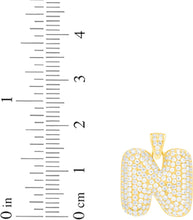 Load image into Gallery viewer, 10k Yellow Gold 0.5" Pave CZ Personalized Bubble Alphabet Letter A - Z Initial Charm Pendant with optional Chain Necklace