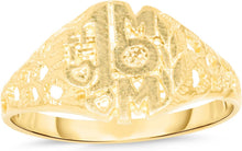 Load image into Gallery viewer, 10k Yellow Gold 11.3mm Flat Circle #1 Mom With Hearts Filigree Ring