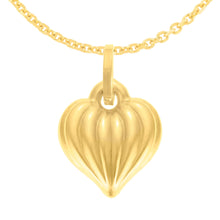 Load image into Gallery viewer, 14k Yellow Gold 26mm Polished Puffy Ribbed Heart with Optional Chain Pendant Charm
